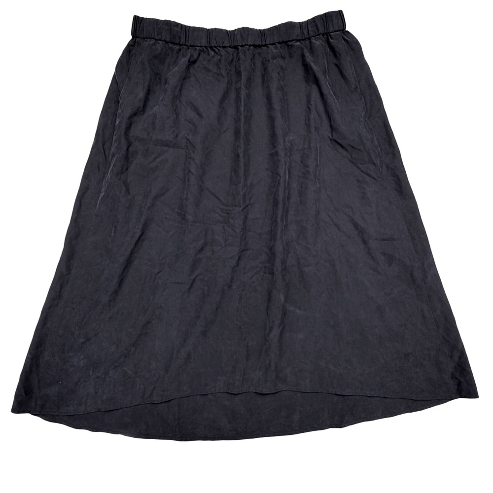 Eileen Fisher High Low Midi Skirt Womens L Pullon Lyocell Blend Pockets Casual